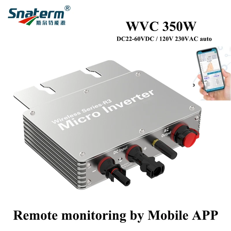 350 Вт 300 внутрисетевой инвертор MPPT 22 60VDC до 120V 230VAC с мобильным приложением для