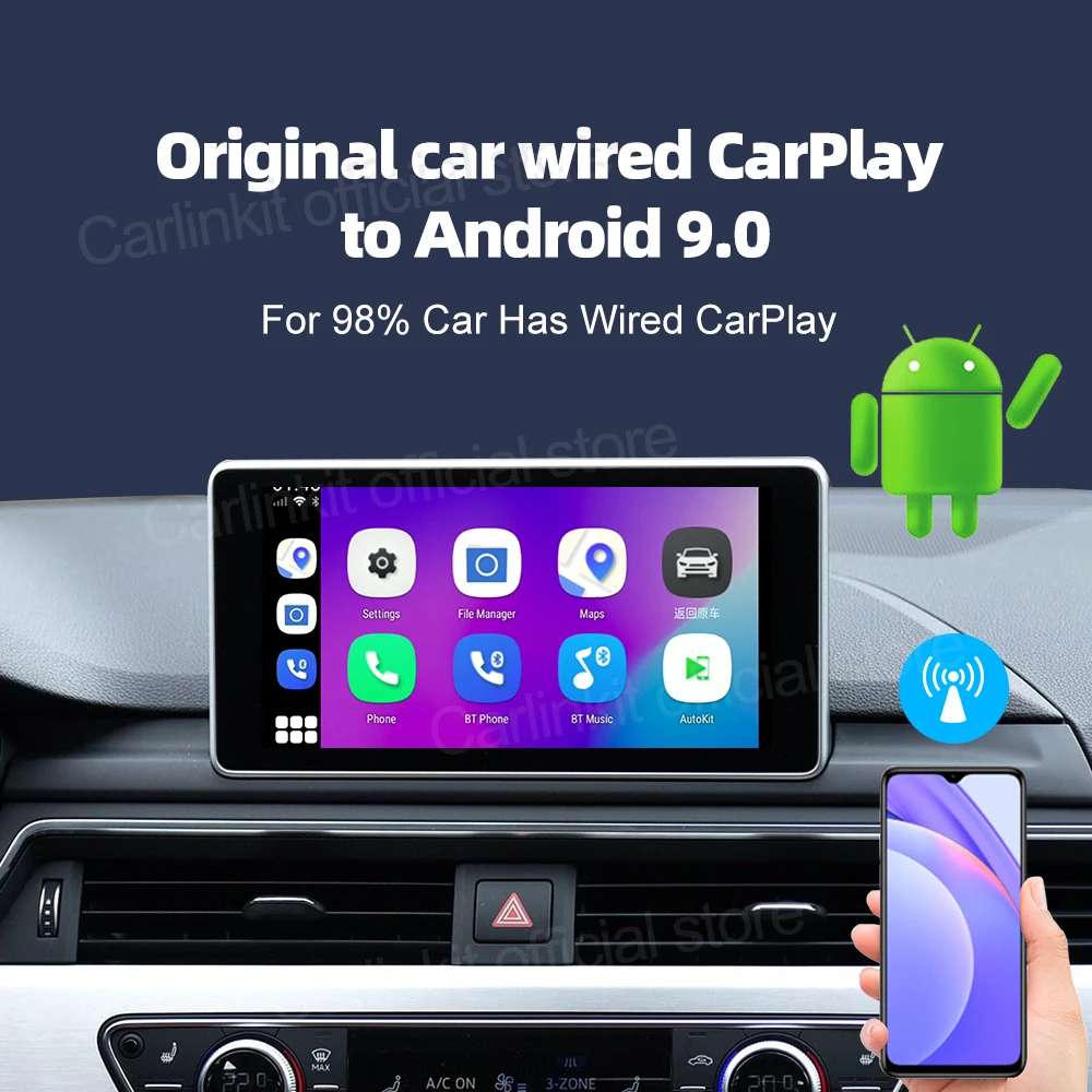 Carlinkit Carplay Mini Android Box беспроводной Ai Автомобильный мультимедийный плеер 4 + 64G Аудио