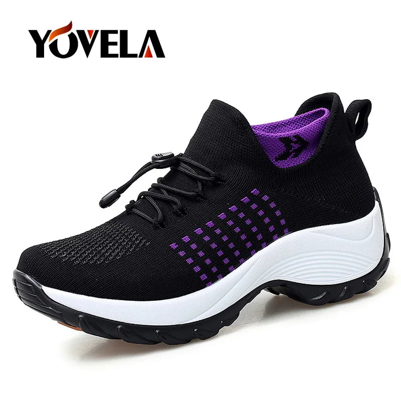 Кроссовки женские сетчатые на плоской платформе Мокасины без застежки