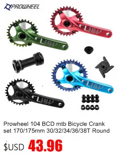 PROWHEEL 104BCD шатун для горного велосипеда алюминиевый сплав с дном 170 мм 175 мм MTB велосипедный Кривошип с осью 1x11Speed запчасти для велосипеда