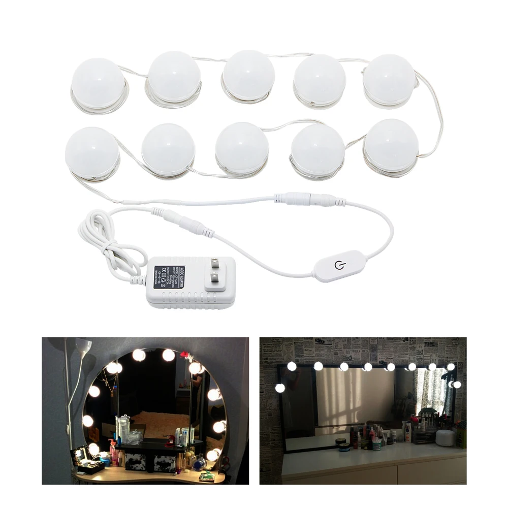 

10W LED Makeup Mirror Vanity LED Light Bulbs Kit Dimmer Power 110V 220V For Dressing Table Bathroom Decoration