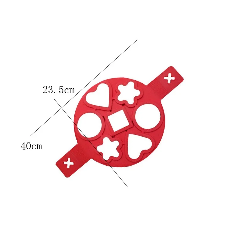 

7 Holes Home Silicone Omelette Various Shapes KItchen Red Fried Egg Tool Round Pancake Mould Cake Supplies