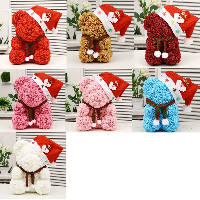 25 см Рождество PE медведь розы Роза цветок Искусственные новогодние подарки для