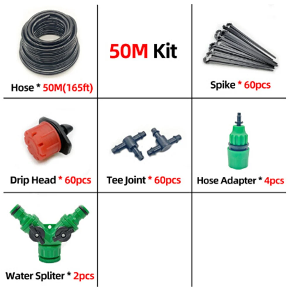 

50M Self Automatic Garden Water Irrigation System Kit DIY Drippers Mist Sets Micro Drip Irrigation System Garden Tool