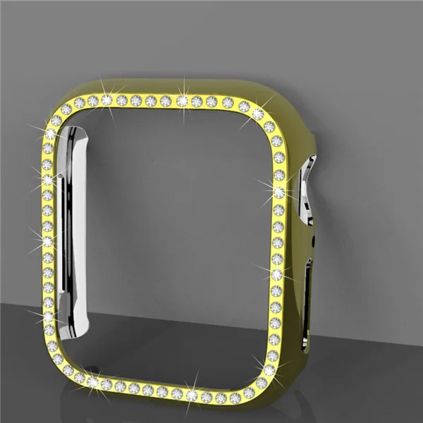 gold Защитная пленка для часов PC Бампер для apple watch 4 Чехол алмазные часы корпус 42 мм 38 мм для apple watch 3 2 44 мм 40 мм iwatch 4 - Цвет: gold