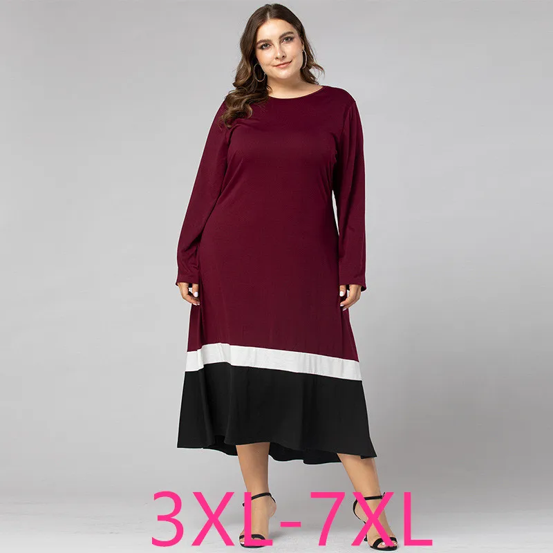 Новинка Сезон весна осень Размера плюс длинное платье для женщин свободные на