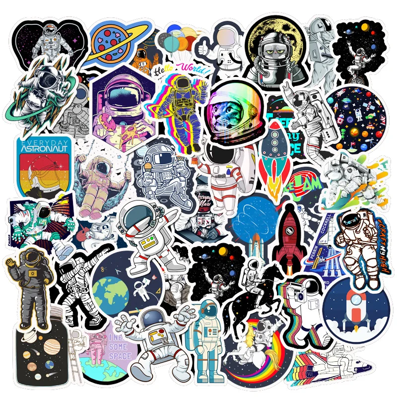 

10/50Pcs Outer Space Astronaut Stickers For Travel Suitcase Skateboard Scrapbook Bullet Journal Graffiti Sticker Kids DIY Toy