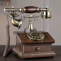 Retro Corded Rotary Telephone with Electronic Ringtone  Drawer  Classic Style Dial Telephone for Home and Office Decoration