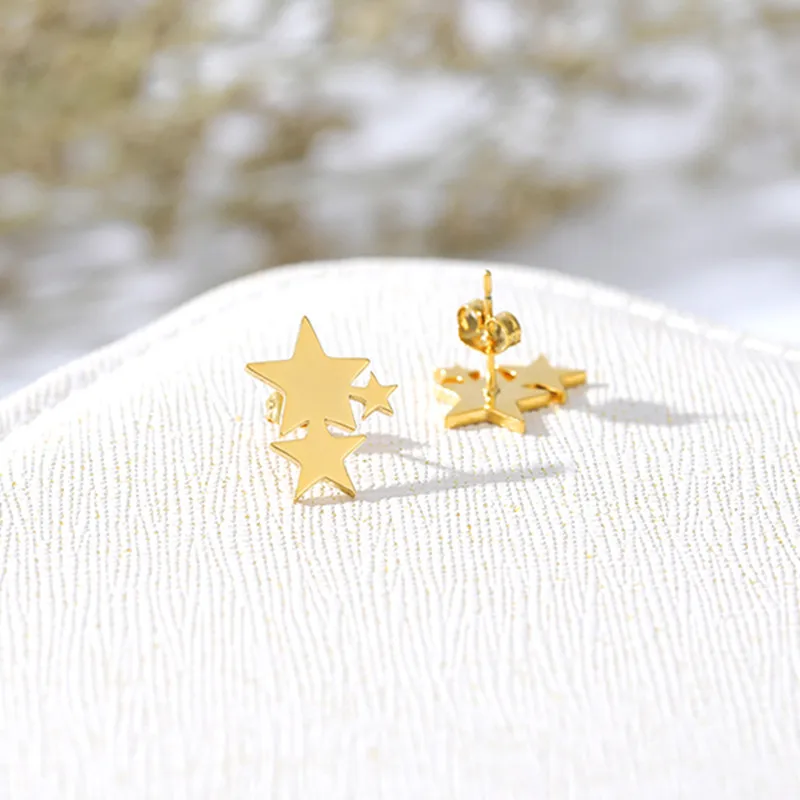 Серьги со звездами для девочек стальные серьги из розового золота с