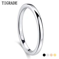 tigrade tungsten 2mm thin ring for women polished black gold rose gold silver color matt fashion female ring for daily party
