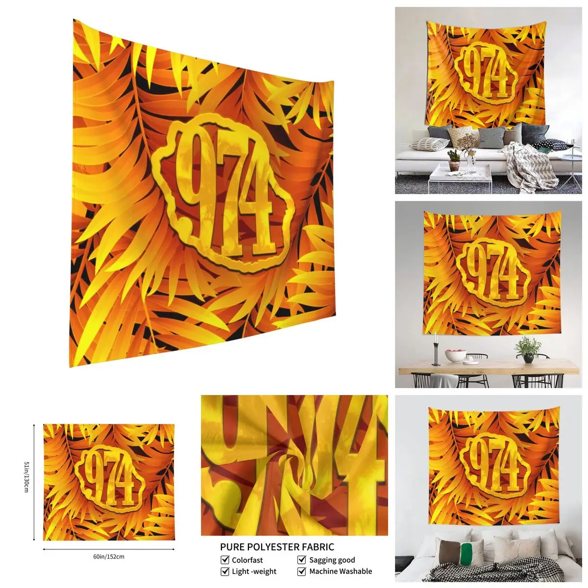 

974 Yellow Palms Tapestry Top Quality Tapestries Print Humor Graphic R248 wall paintings