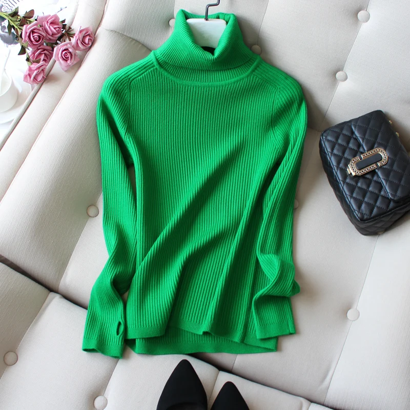 Свитер женский кашемировый шерстяной с высоким воротником и длинным рукавом |