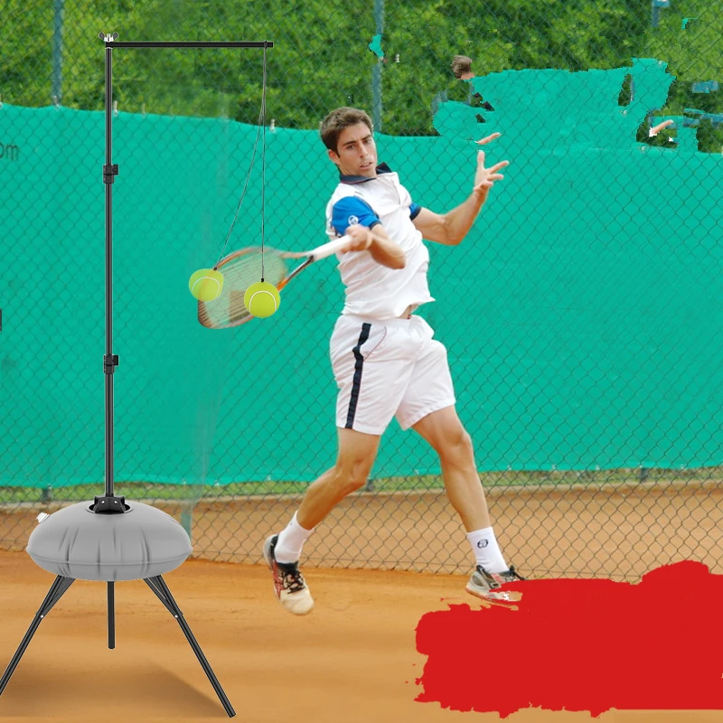 

Portable Tennis Swing Trainer Self-help Tennis Practice Hit Tool Adjustable Height Rebounder Professional Tennis Training Aid
