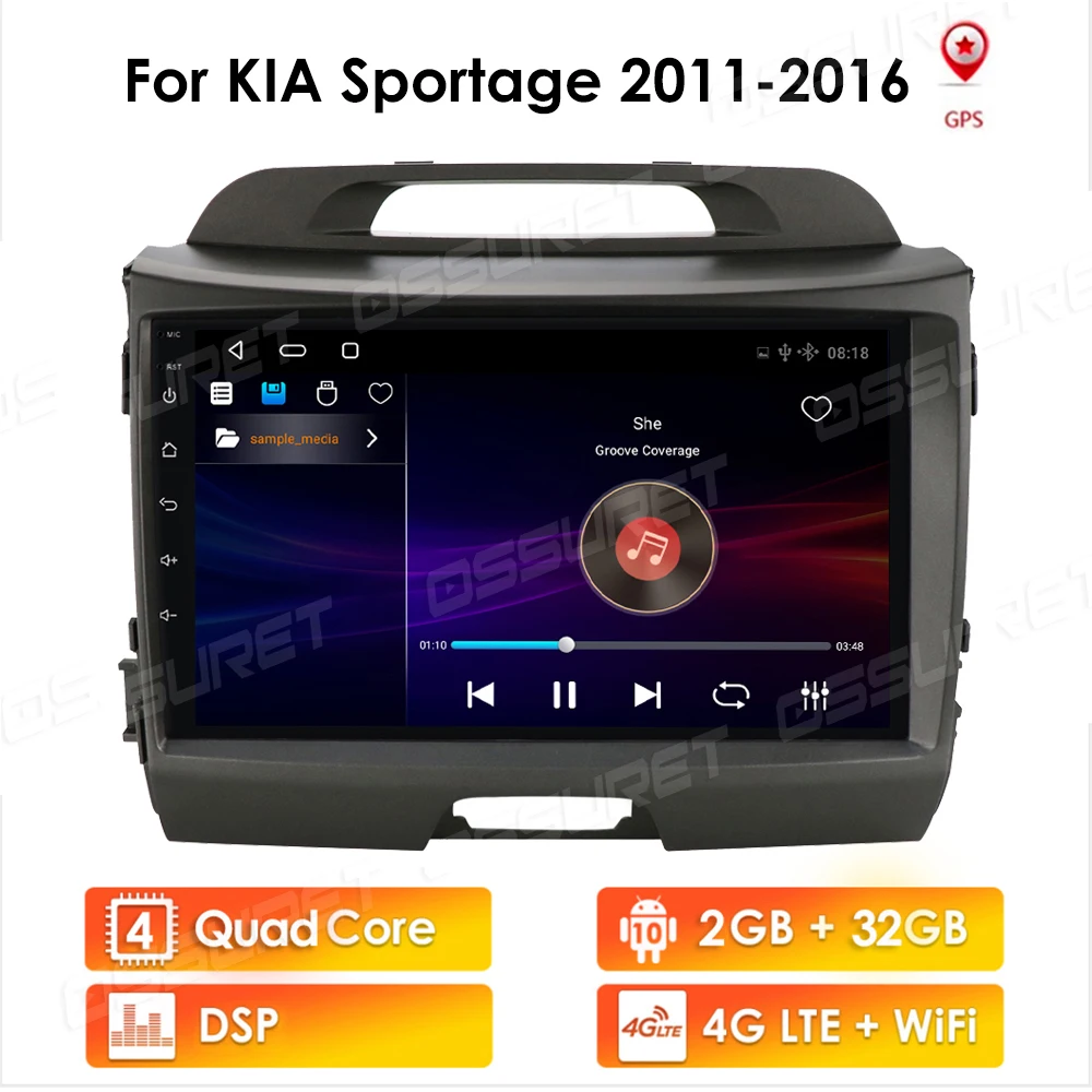 

Автомагнитола 2 Din, Android, мультимедийный плеер с GPS-навигацией для KIA sportage 2011, 2012, 2013, 2014, 2015, 2016, стерео, видео