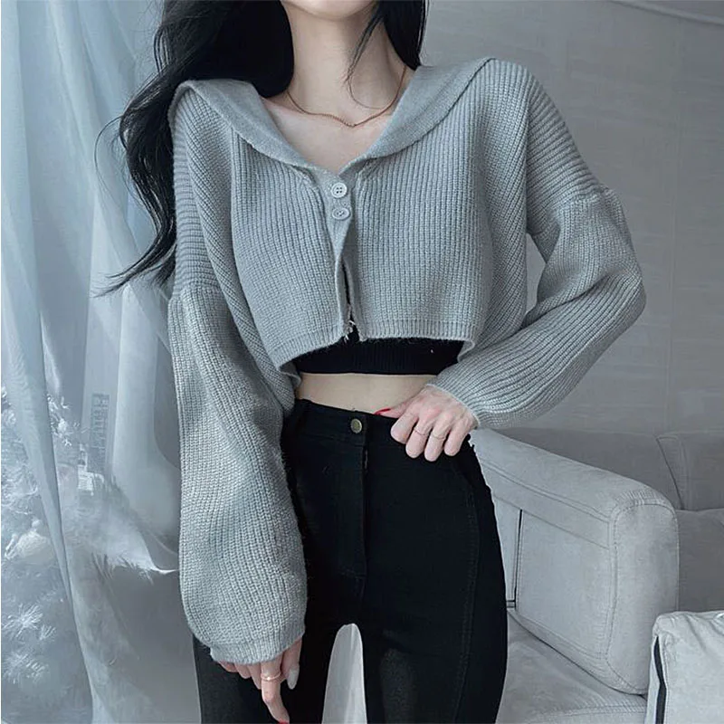 Women Spring Two Piece Set Long Sleeve Short Sweater Knit Crop Top and High Waist Mini Skirt Suits 2 Pieces Ensemble Femme |