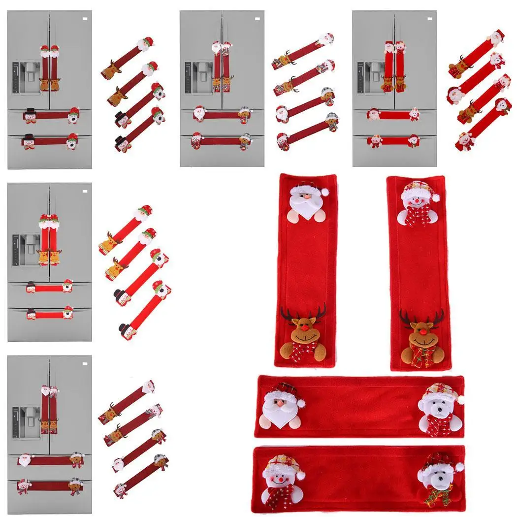 Кухня Санта Снеговик холодильник дверные ручки крышки дома Рождество мультфильм