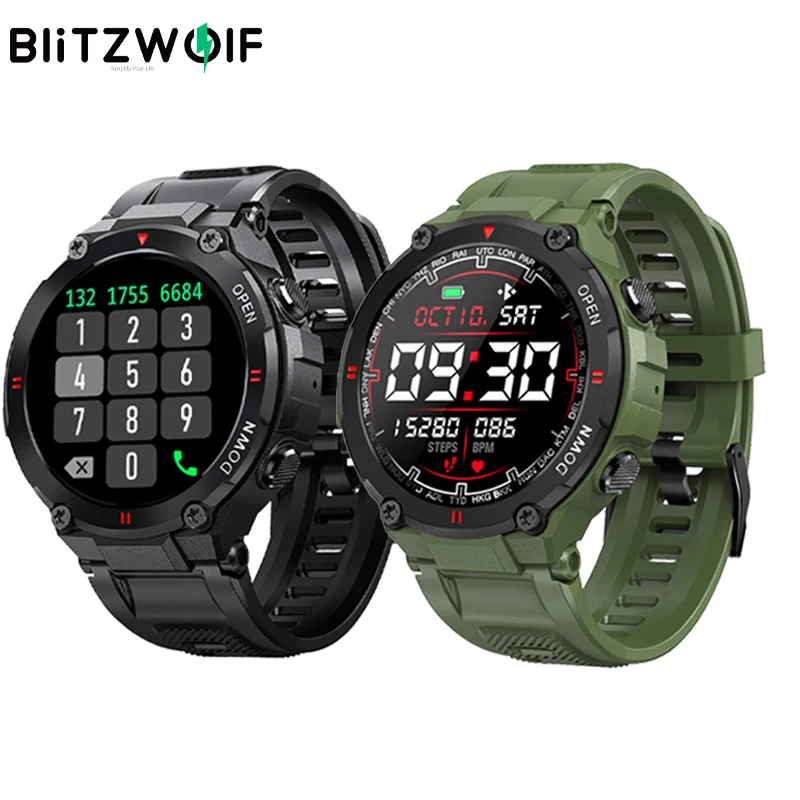 [Wireless Call] BlitzWolf BW-AT2C Smart Watch 400mAh Heart Rate Monitor Blood Pressure Oxygen Measure Wristband for Men Women |
