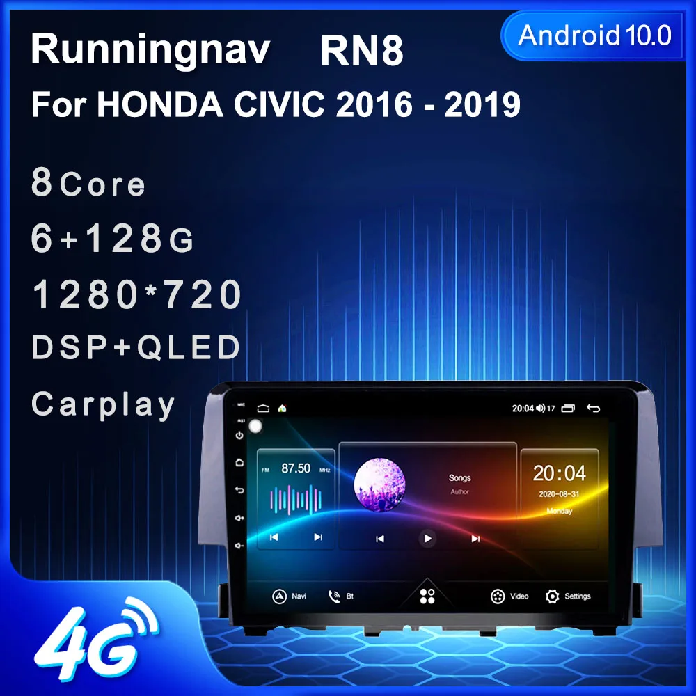 4G LTE Android 10 1 Подходит для HONDA CIVIC 2016 2017 2018 2019 мультимедийный стерео автомобильный DVD