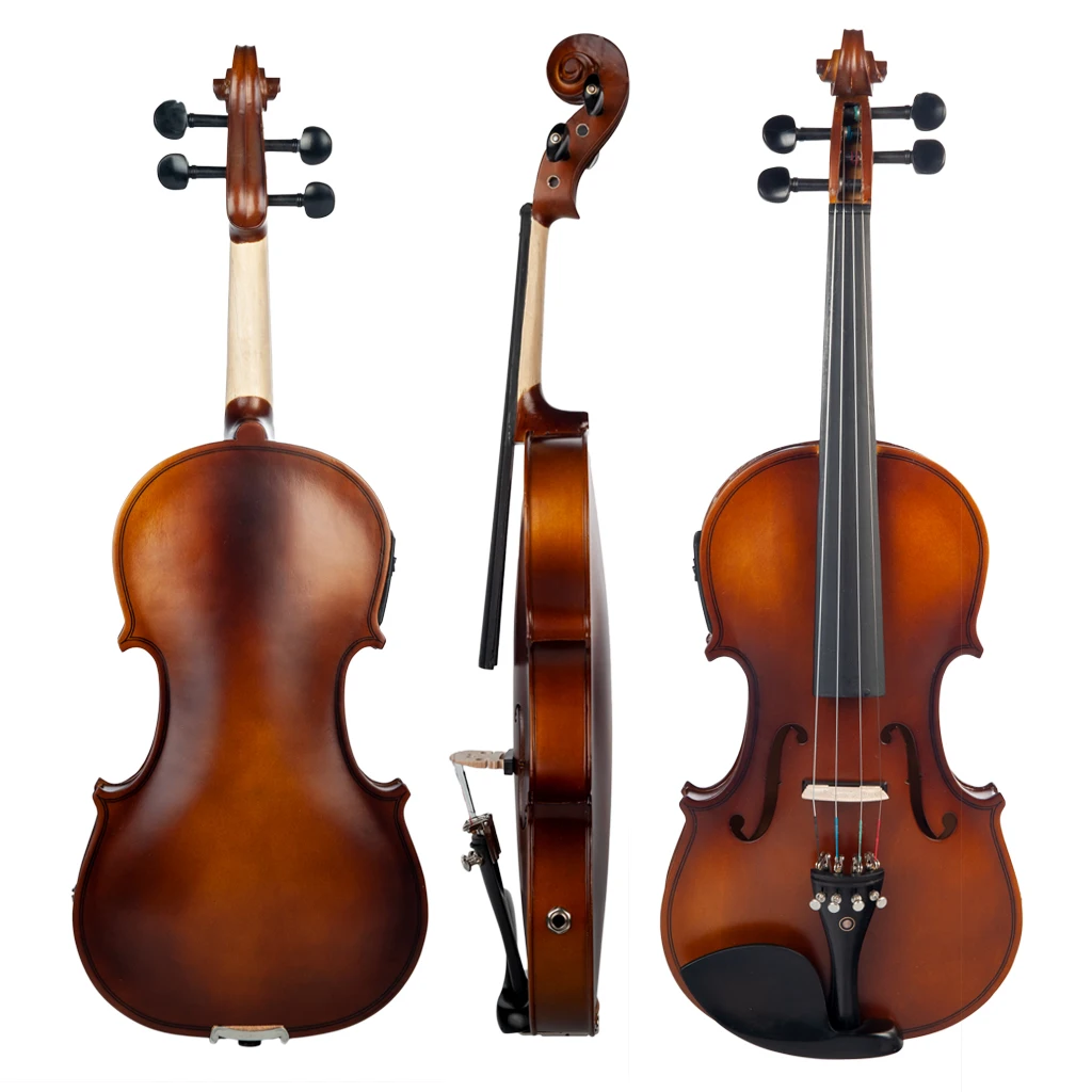 NAOMI 4/4 Electric Violin EQ Acoustic Violin Solid Maple Spruce Wood Violin Ebony Fittings w Case Shoulder Rest Strings enlarge