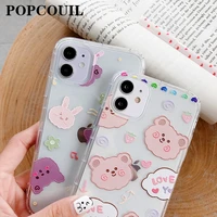 transparent mobile phone case for huawei p30 pro lite p40 y9 nova 4 5 mate20 phone case flower bear fitted case love bear case