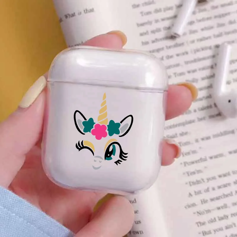 Мультяшный чехол с единорогом для Apple airpods, чехол, милый беспроводной Bluetooth чехол для наушников Airpods, защитный чехол для наушников