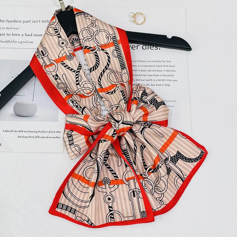 

Ribbon 17*150 Long Silk Scarf Female Workplace Stewardess Artificial Silk Neck Lace-up Waist Scarf Tie