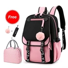 Школьный рюкзак для девочек-подростков с USB-портом для зарядки, сумка для ноутбука 15,6 дюйма, водостойкая нейлоновая школьная сумка, новинка 2022