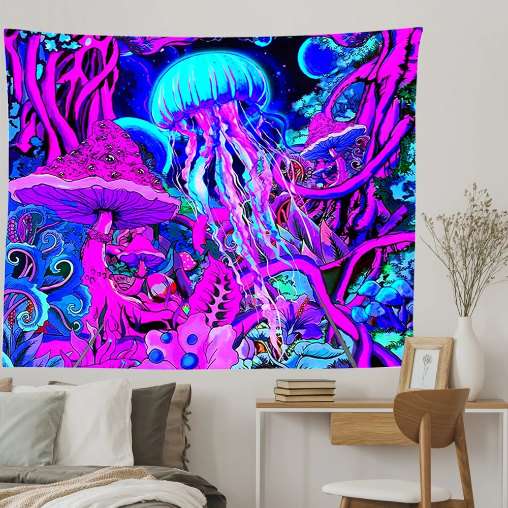 Психоделические гобелен с изображением гриба Медузы гобелены милые животные