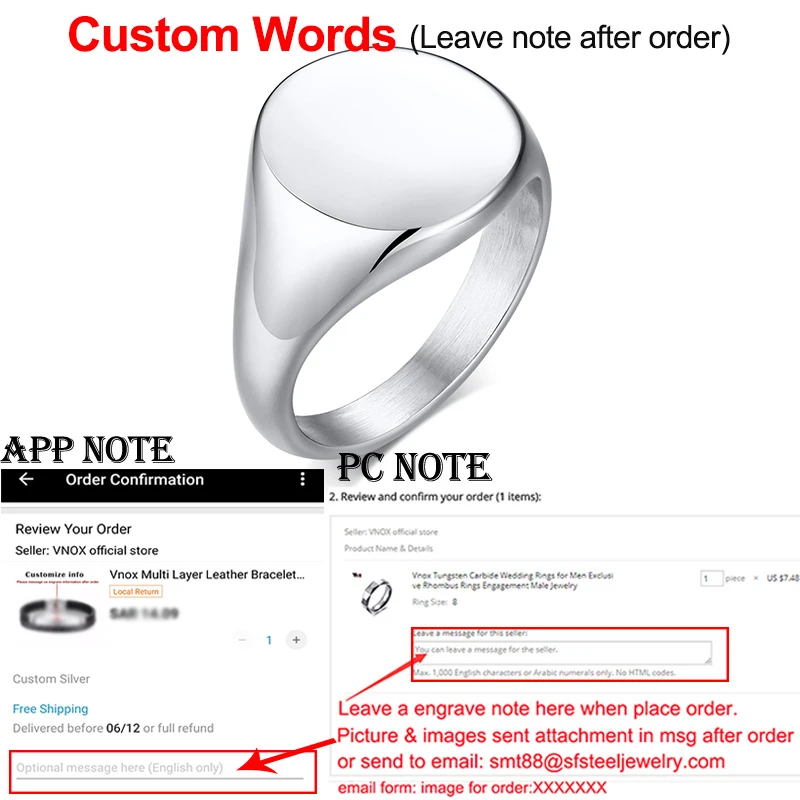 custom info Vnox для мужчин и женщин перстень с персонализированной гравировкой Имя любовь Дата информация обслуживание пользовательские ювелирные изделия унисекс - Цвет основного камня: custom info