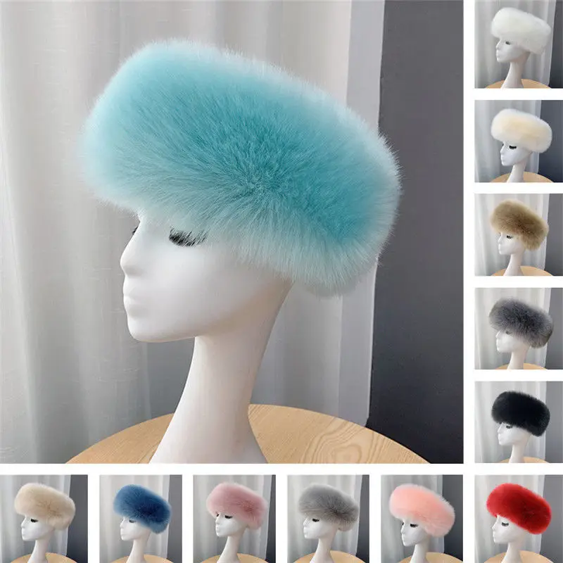 

Imitation Fur Solid Color Winter No Top Hat Thicken Fox Fur Hat Ring For Women Keep Warm No Brim Empty Top Hat Female Plush Hat