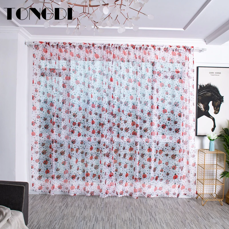 Белая Тюлевая занавеска TONGDI с принтом элегантное милое мультяшное прозрачное