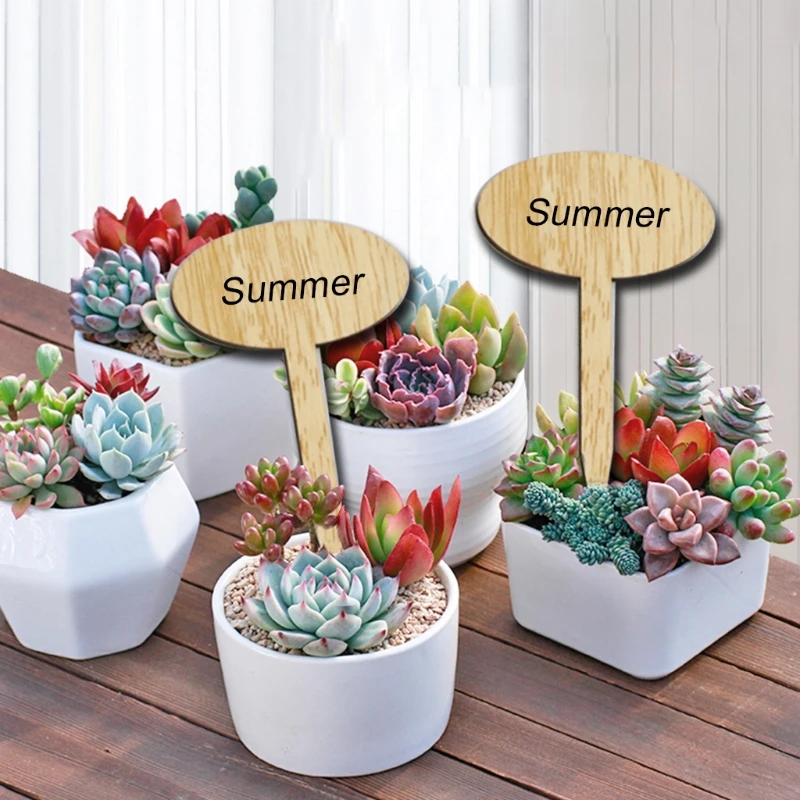 

50pcs Oval Shape Plant Labels Garden Markers Tags Classification Writing Plate Board for Nursery Pots Seedling Mark Tool