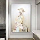 Элегантная портретная картина с изображением козы сестры животных на холсте настенные художественные плакаты печатные настенные картины для гостиной дома настенные картины