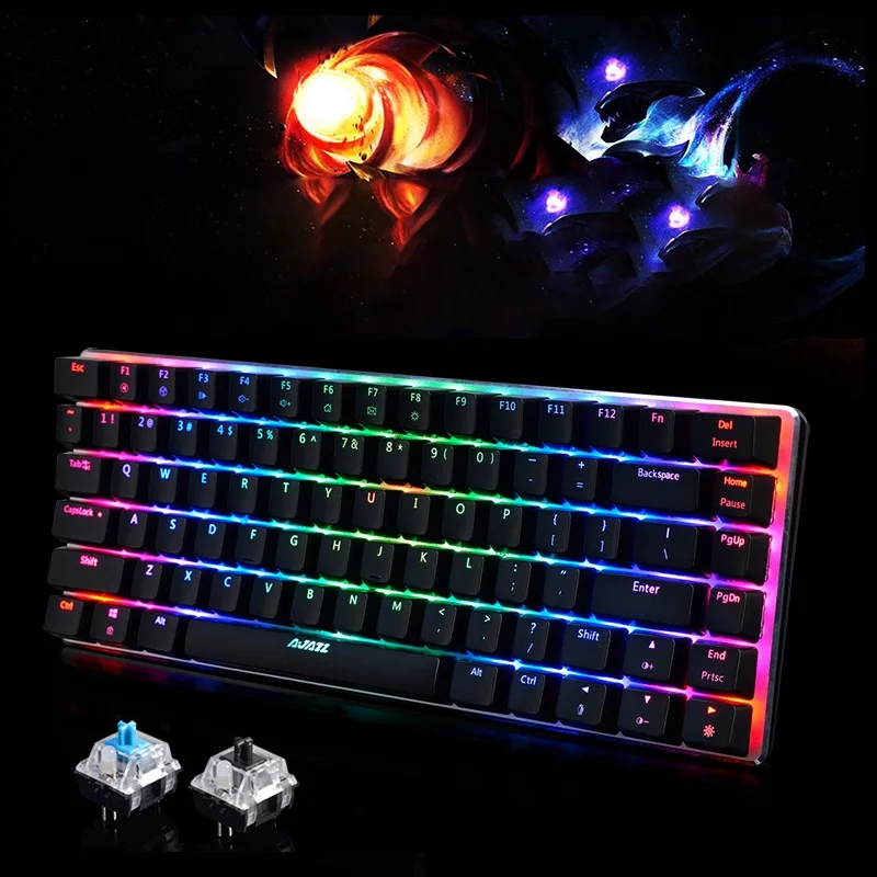 

Mechanische Gaming Toetsenbord 18 Modus Rgb Backlit Usb Wired 82 Toetsen Blauw/Zwart As Voor Professionele Keyboard Voor Gamer