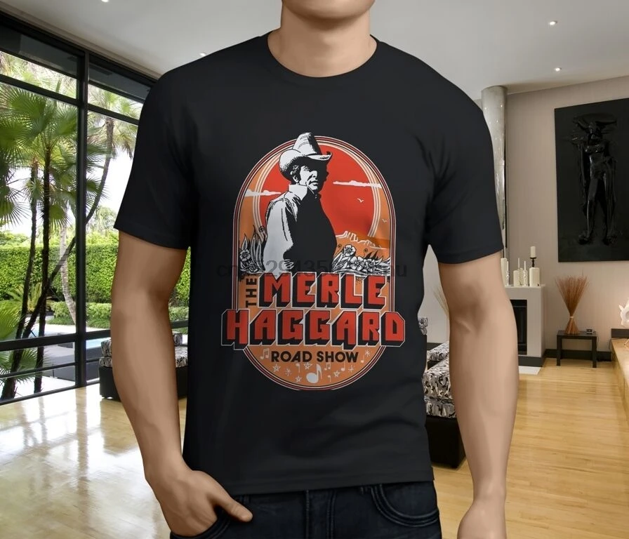 Горячая новинка Мужская черная футболка Merle Haggard Country Music размер S 3XL|Мужские