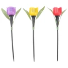 3 шт. Солнечный цветок тюльпана светодиодный светильник Multi-Цвет открытый Водонепроницаемый шланг для полива огорода, двора Путь Газон вставка солнечный светильник украшения