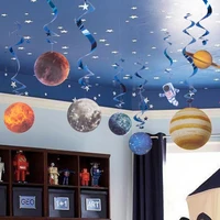 pack of 10pc space theme birthday decorations hanging swirls rocket planet astronaut for happy birthday supplies kid home decor