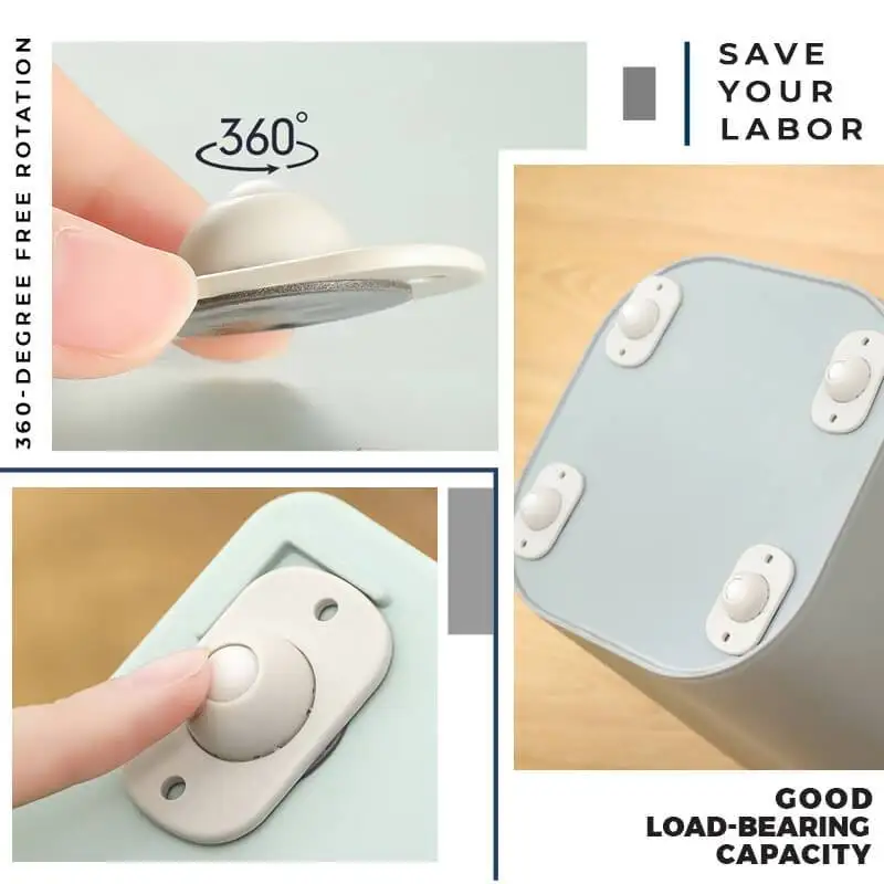 

Paste Type Universal Pulley 4Pcs Adhesive Pulley Storage Box Pulley Can Self-adhesive Pulley Home No Noise No Scratches Wheel