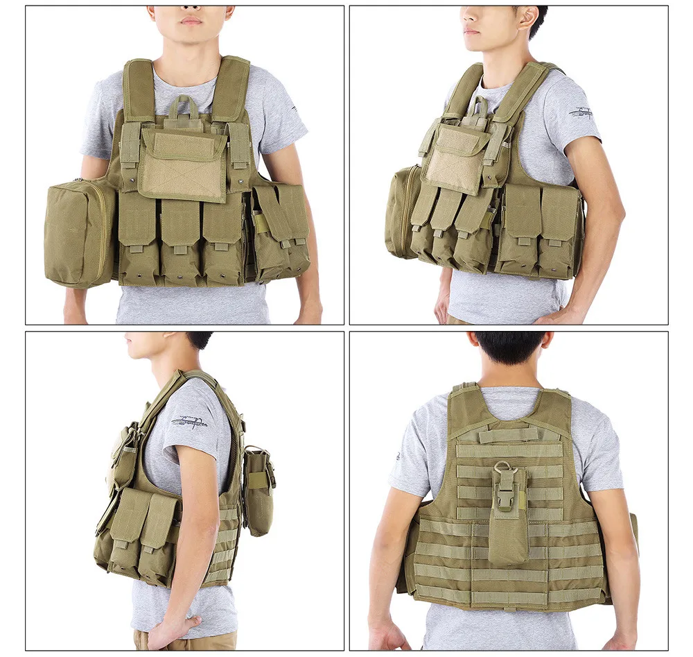 Camouflage Hunting Military Tactical Vest Amphibious Battle Combat Airsoft Molle Bullet Assault Plate Carrier Vest Safety Vest