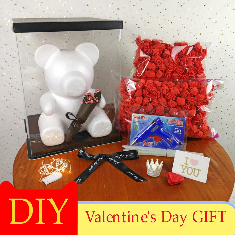 Flone teddy DIY Роза медведь Принцесса Корона подарок на день Святого Валентина День