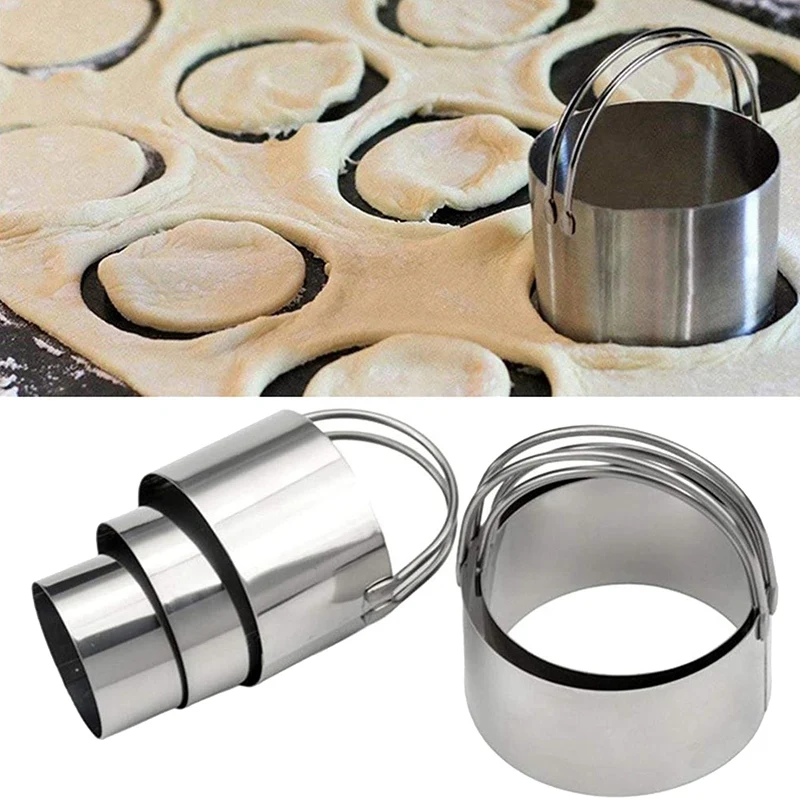 10 Pack Cookie Cutters Stainless Steel Round & Square Biscuit Pastry Cutter with Handle for DIY Donut Fondant Sugar Cake |