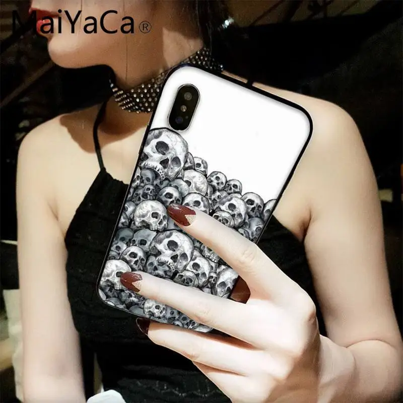 

MaiYaCa Skull Black TPU Soft Phone Case for iPhone 12 8 7 6 6S Plus X XS MAX 5 5S SE XR 11 12 pro promax