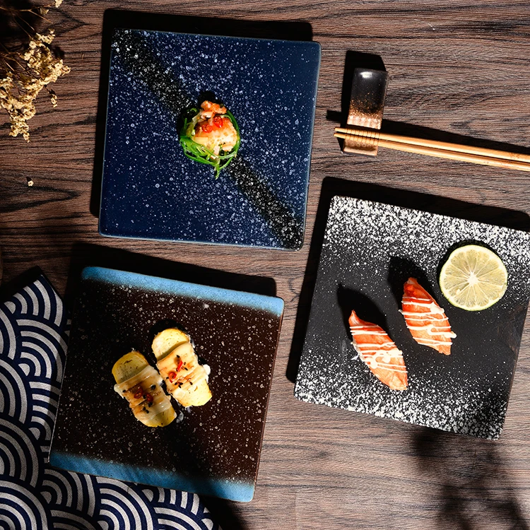 

Черная креативная плоская Современная обеденная тарелка, набор керамических тарелок для стейка, набор тарелок, Сервировочная тарелка, подн...