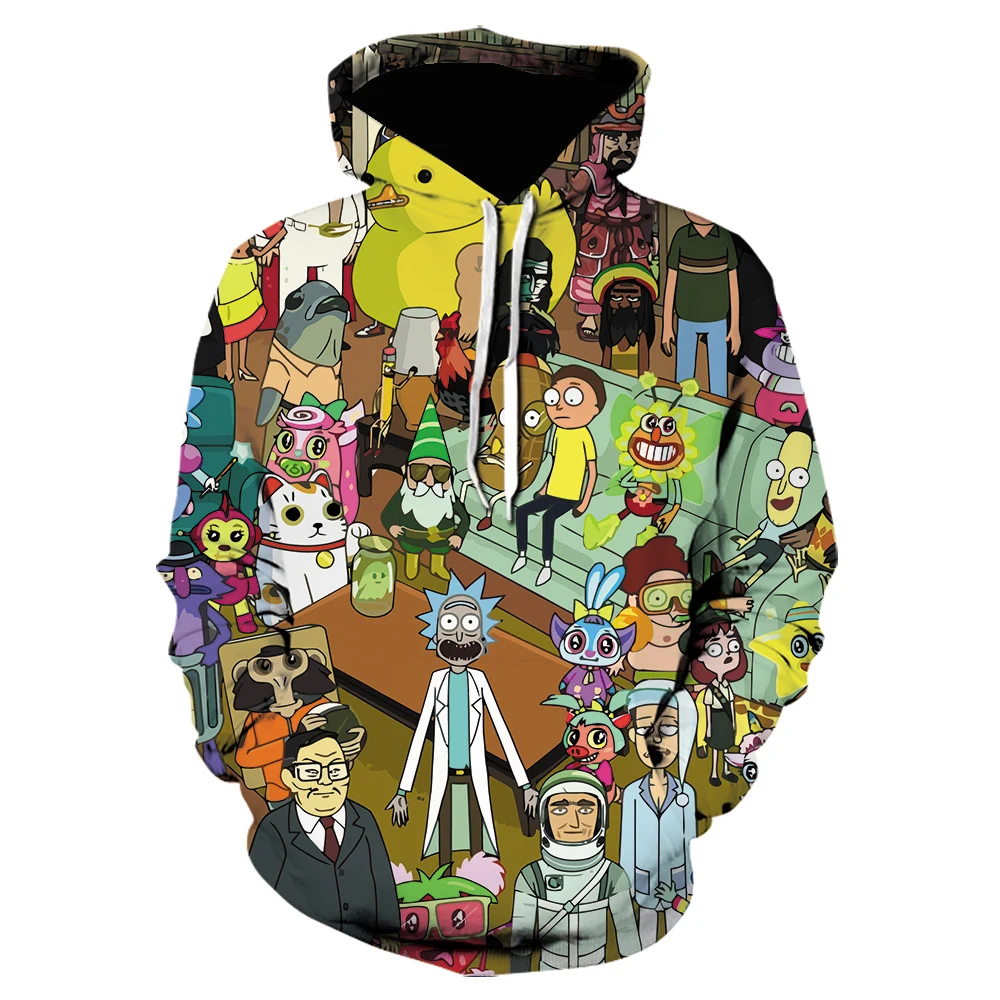 

Spring and Autumn 3D Men's Sweater Fashion Rick and Modi Small Size Boys and Girls Round Neck Pullover Hoodie