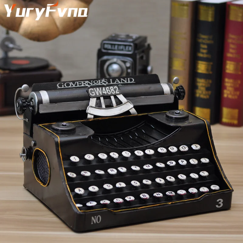 YuryFvna металлическая винтажная декоративная фигурка машинки модель реквизит Typer маркировочная машина статуя домашний офис магазин украшения