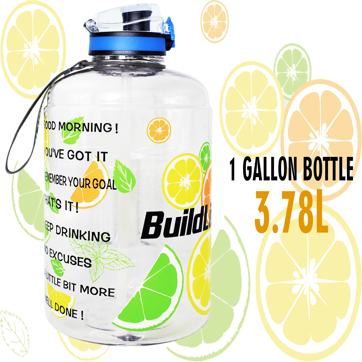 Lemon QuiFit 128 унций 73 унций 43 унций Спортивная большая галлонная бутылка для воды с фильтром для фруктов без бисфенола, бутылка для напитков, кувшин, тыква, тренажерный зал, туризм - Цвет: Lemon