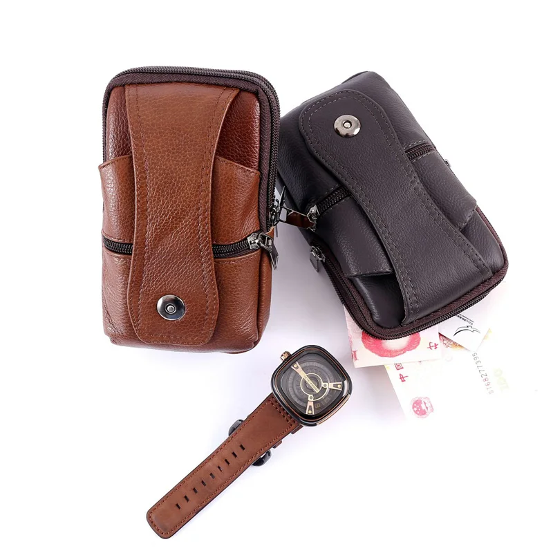 

Leather men's messenger bag retro cowhide men's messenger bag small satchel men's casual business waist bag mobile phone bag