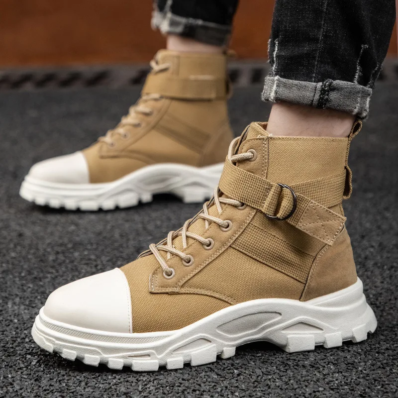 

Black Summer Men Canvas Ankle Boots Men Winter Work Shoes Men Military Fur Snow Boot for Men Botas AD-80
