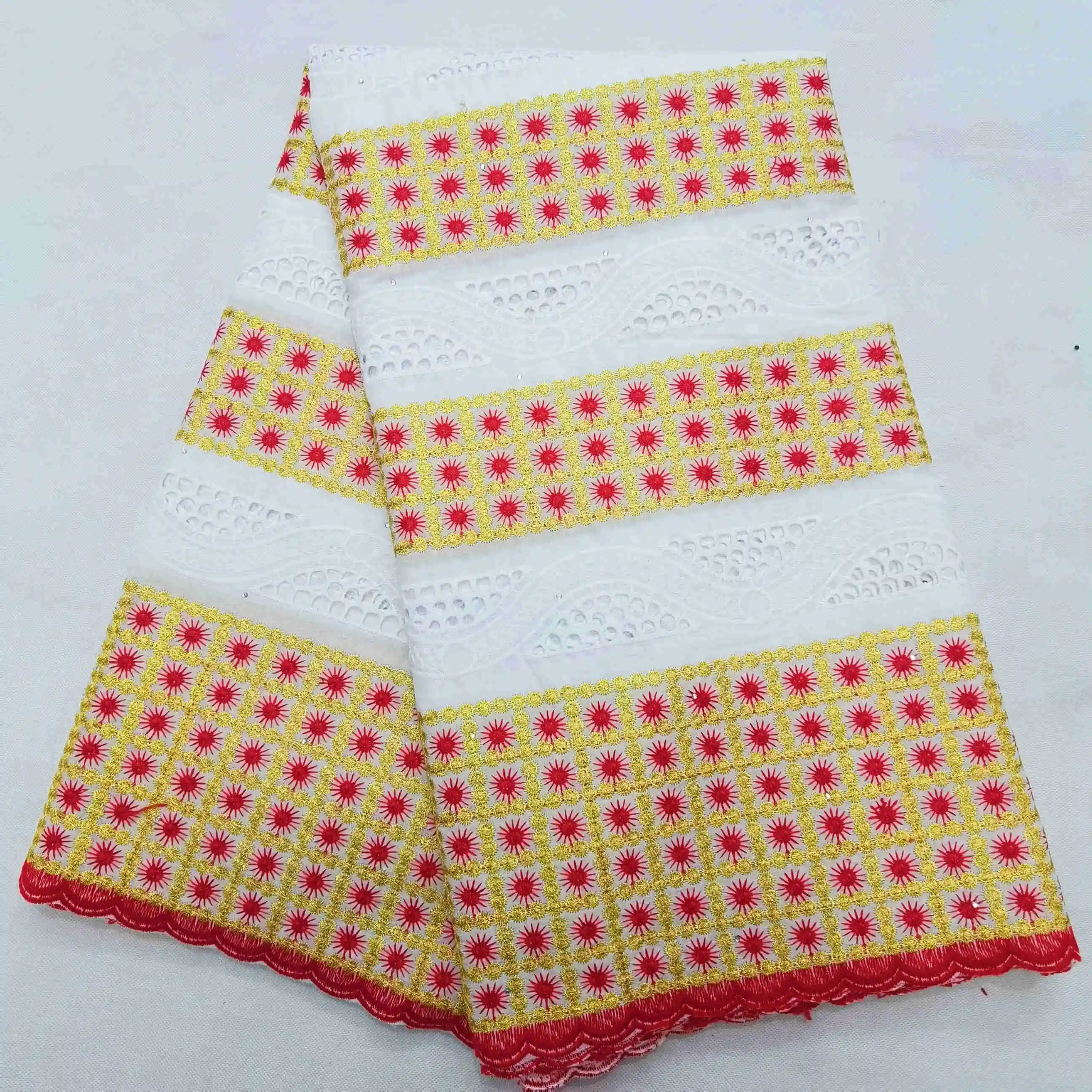 Белая кружевная ткань швейцарская вуаль хлопчатобумажная африканская высокого