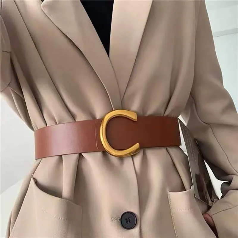 

Fashion Wide Corset Belts For Women C Buckle Waist Strap High Quality Leather Designer Female Ladies Waistband for Dress Belt